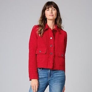 J. Jill Jacket Textured Tweed Red